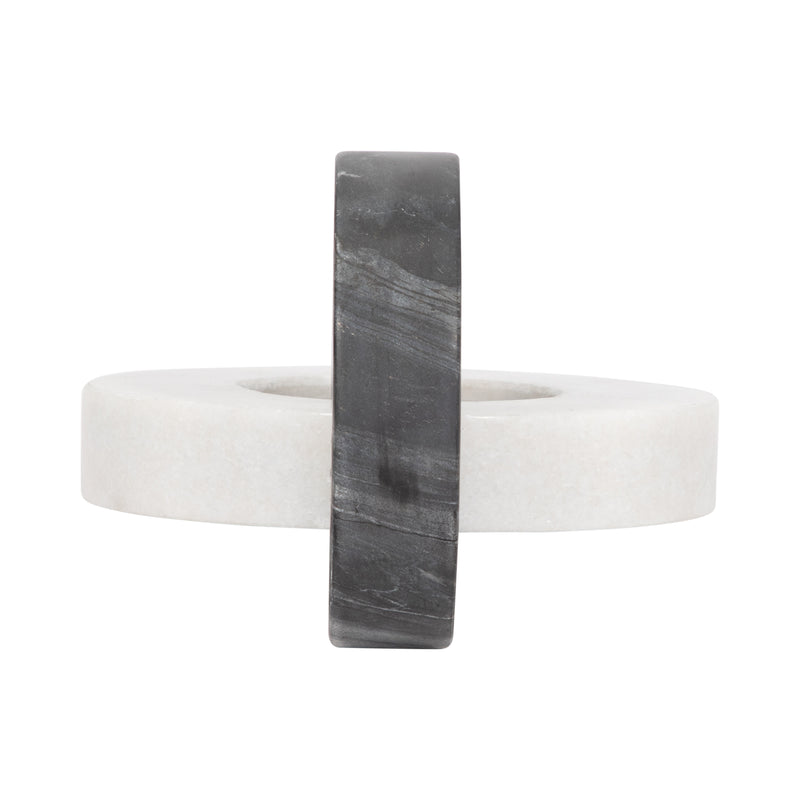 Marble, 8 Double Ring, White/black