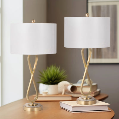 Metal, S/2 28 Infinity Table Lamps, Gold