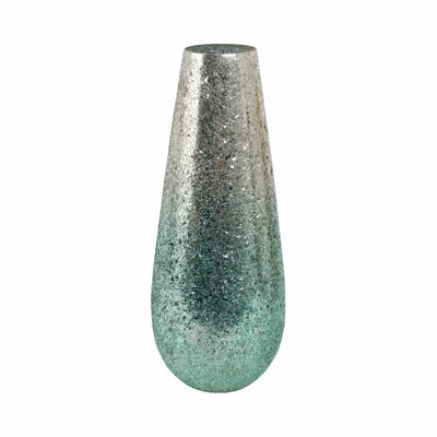 18 Crackled Vase, Green Ombre