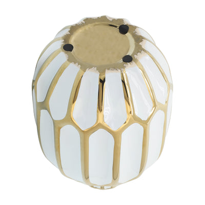 CERAMIC VASE 8, WHITE/GOLD