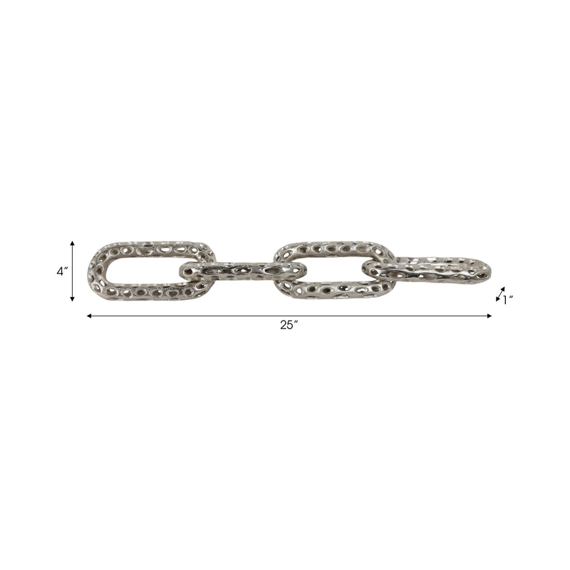 25x4 Pierced Metal 4-chain Link Object, Silver