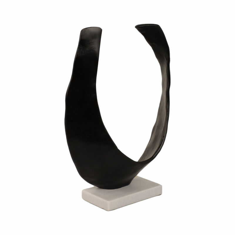 18 Curved Horseshoe On Marble Base, Black/white