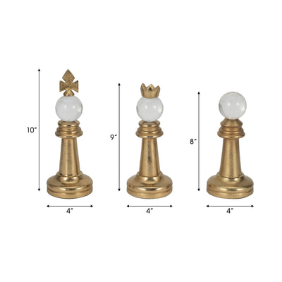 S/3 8/9/10 Turin Gold Chess Pieces