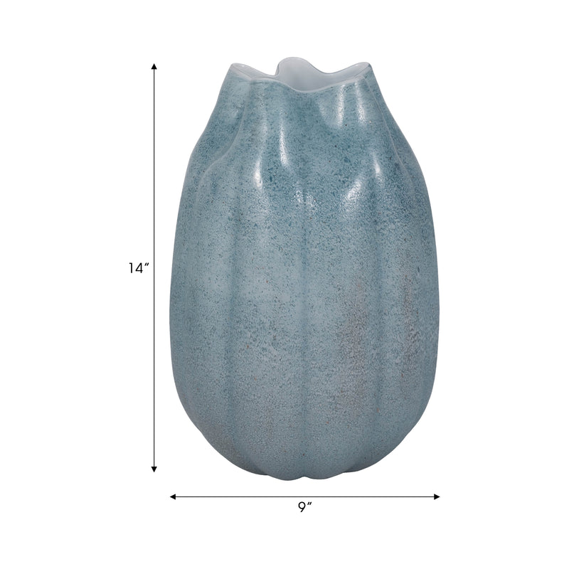 14 Glass Sea Urchin Vase, Blue