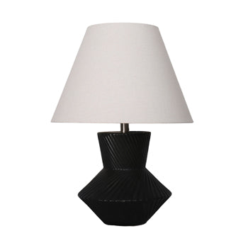 23 Ribbed Totem Table Lamp, Black/white