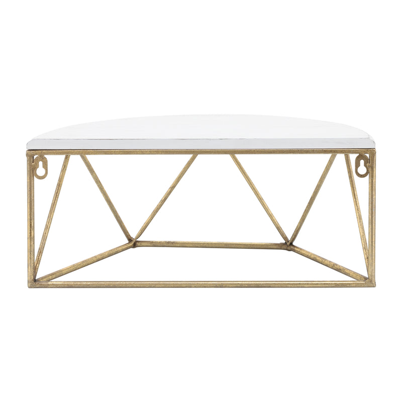 WOOD / METAL 16 L DEMILUNE WALL SHELF, WHITE