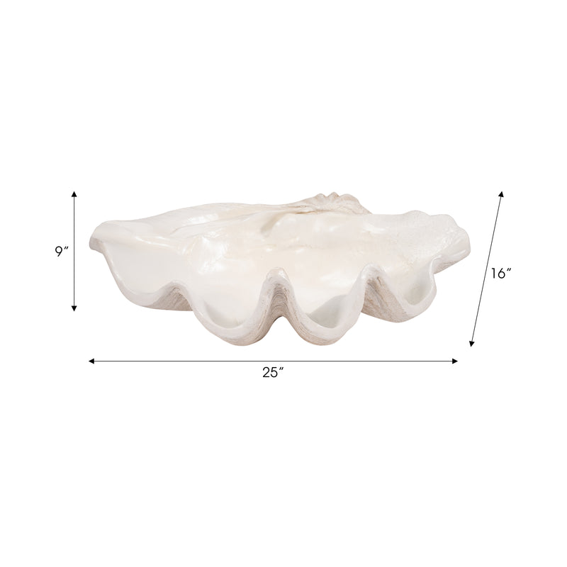 25 Pearlized Clam Shell Bowl, Ivory