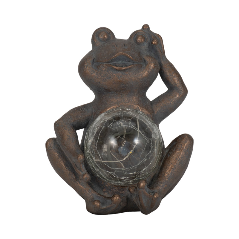 7 Frog With Solar Orb, Antique Copper