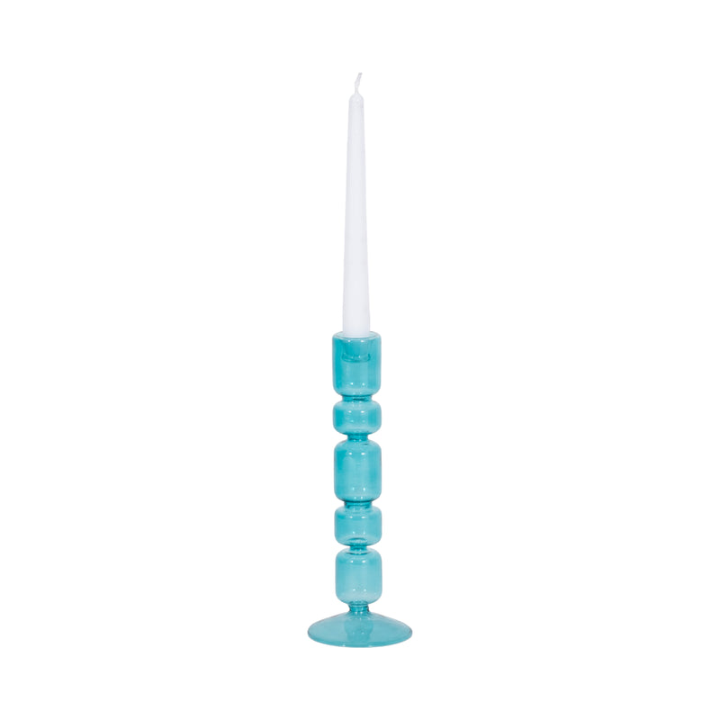 10 Mixed Bubble Taper Candleholder, Blue