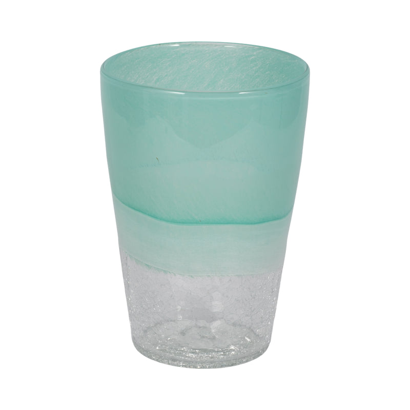 9 Fluted Glass Vase, Aqua Haze