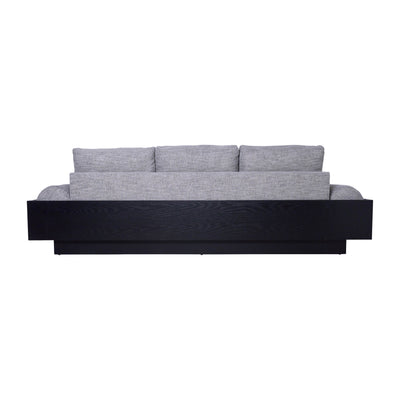 3- SEATER BOLSTER SOFA - BLACK WOOD BASE - TAN/BLK