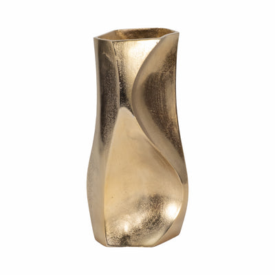 13 Warner Pinched Metal Vase, Gold