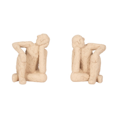 S/2 7 Thinking Man Bookends, Tan