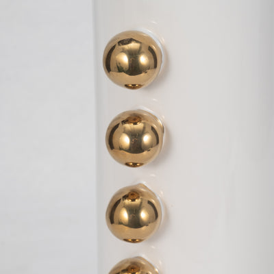 Cer, 16 Vase W/ Side Knobs, White/gold