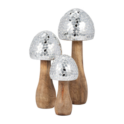 WOOD, 10 MOSAIC MUSHROOM, SILVER