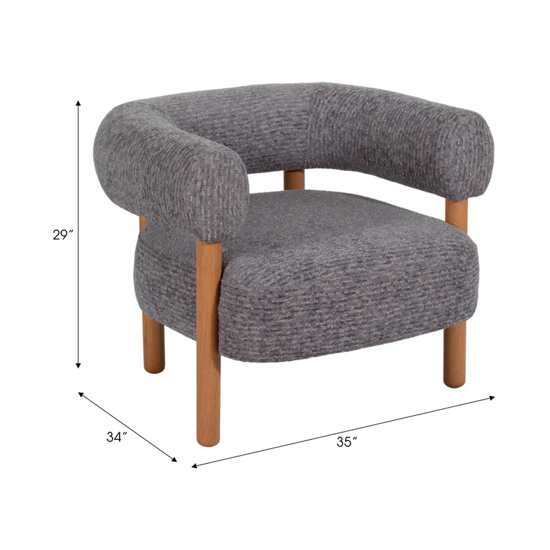 Roundback Accent Chair W/ Wood Legs, Gray