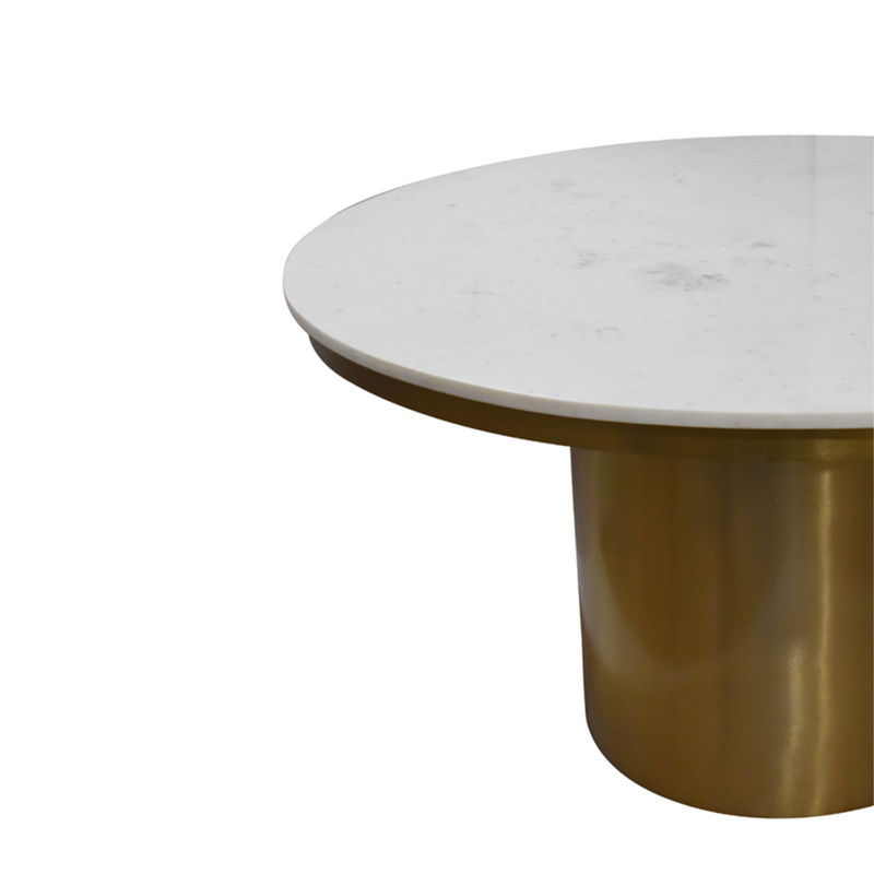 Moonstone Circular Gold Base Dining Table - 4 Person