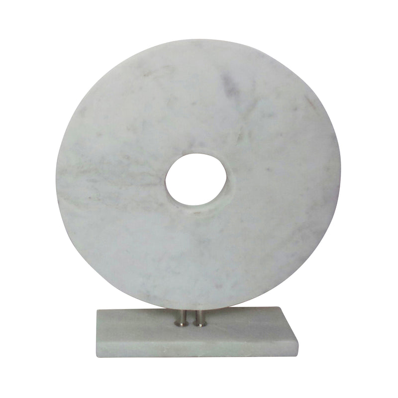 MARBLE 6 DISK W/ BASE, WHITE