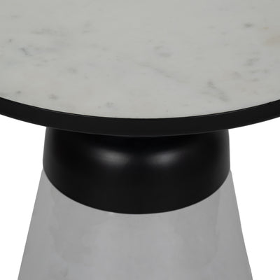 21 Glass Accent Table Marble Top, White/clear