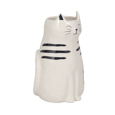 9 Sitting Pretty Kitty With Vase Opening, White/b