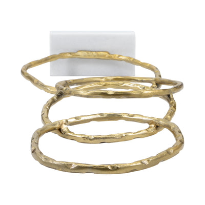 Metal, 31 Multiple Ring With Marble Base, Gold