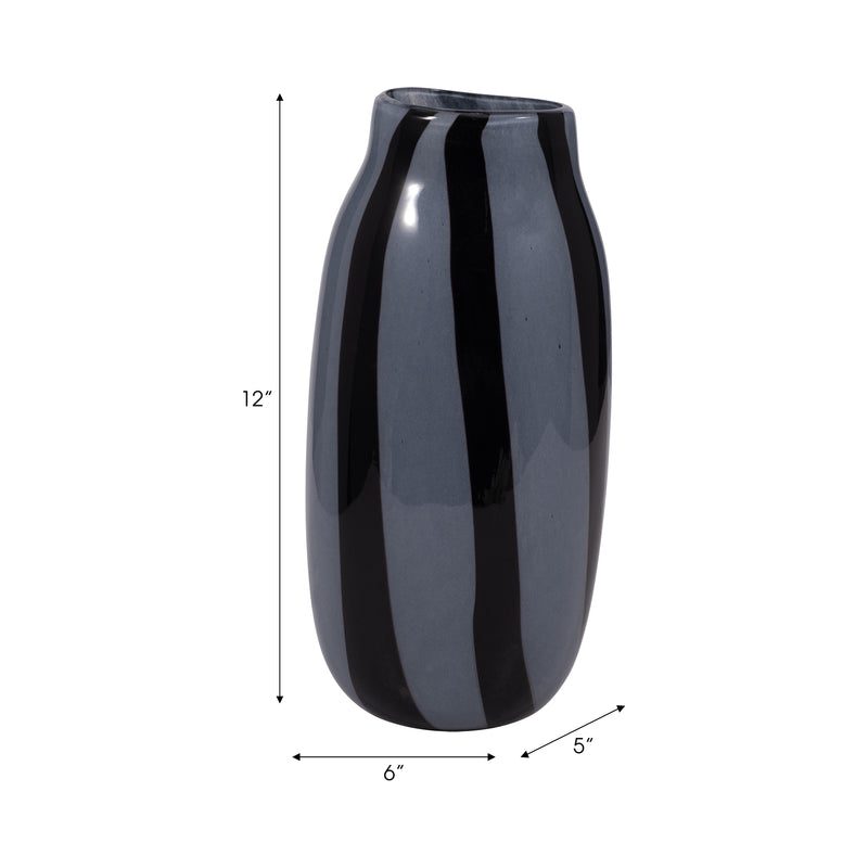 12 CAHAN MEDIUM BLACK STRIPED VASE