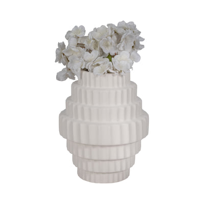 10 Textured Staggered Vase, White