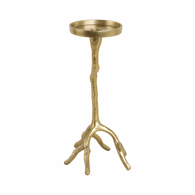 12 Roots Pillar & Taper Candle Holder, Gold