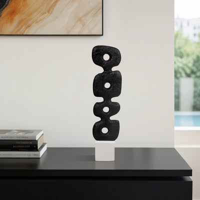 18 Abstract Totem Sculpture  Marble Base, Black/w