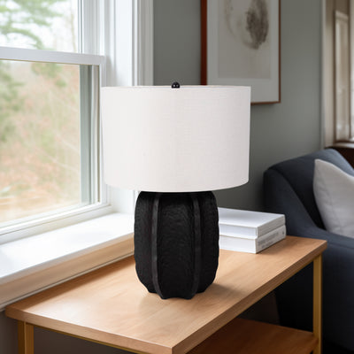 24 Textured Jagged Table Lamp, Black/white