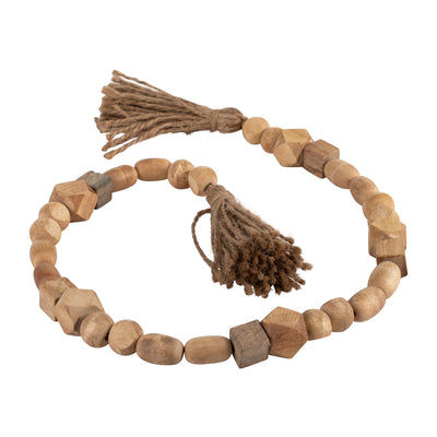 WOOD, 25 BEAD GARLAND, NATURAL