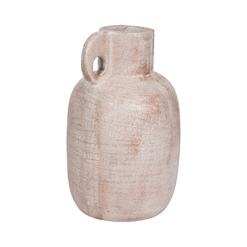 15 Modern Terracotta Jug Vase W/handle, Ivory