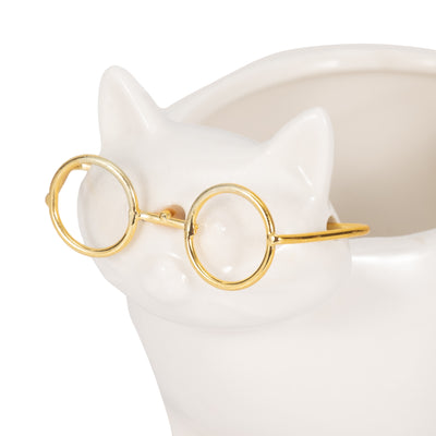 CER, 6 KITTY TRINKET DISH, WHITE/GOLD