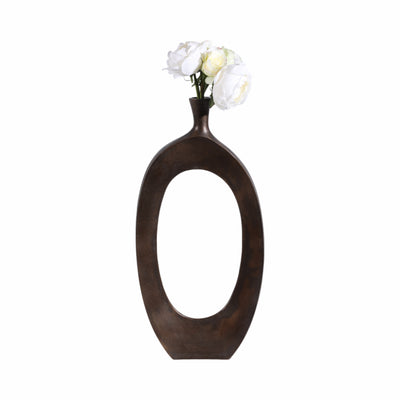 ALUMINUM 25H CUT-OUT VASE, BRONZE