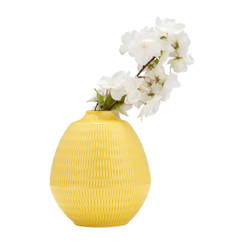 CER,7,STRIPE OVAL VASE,YELLOW