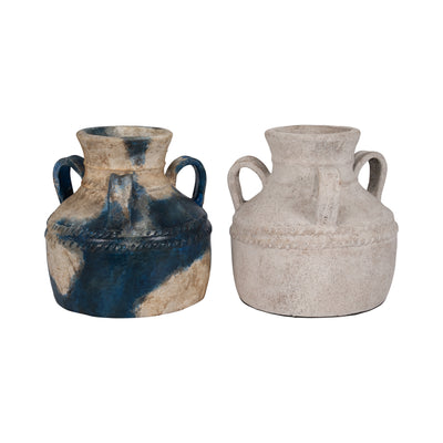 Terracotta, 12 Triple Handle Jug, Blue/ivory