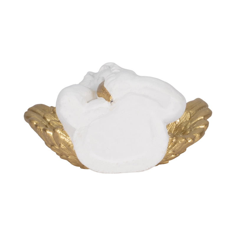 15 Garden Cherub With Heart, White/gold