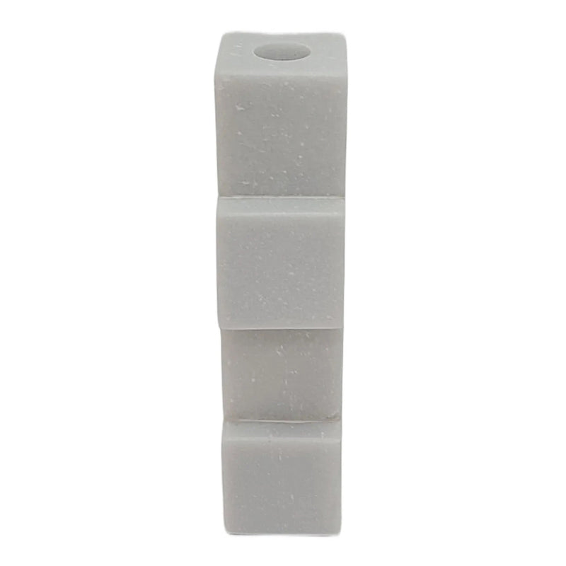 8x3 Stacked Cube Marble Taper Holder, White