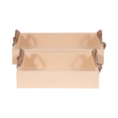 S/2 14/18 Forged Handle Trays, Ivory/bronze