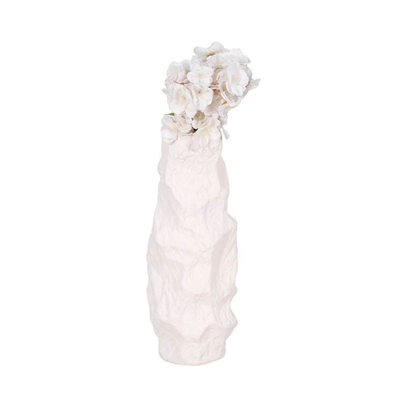 17 Jagged Textured Vase, White