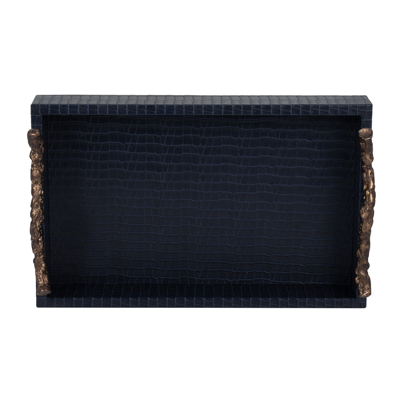 FAUX LEATHER, 16 COPENHAGEN TRAY, NAVY/GOLD