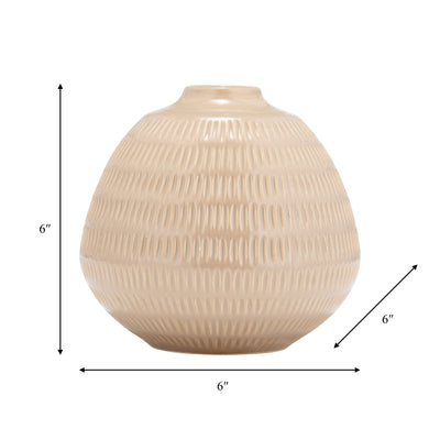 CER,6,STRIPE OVAL VASE,IRISH CREAM