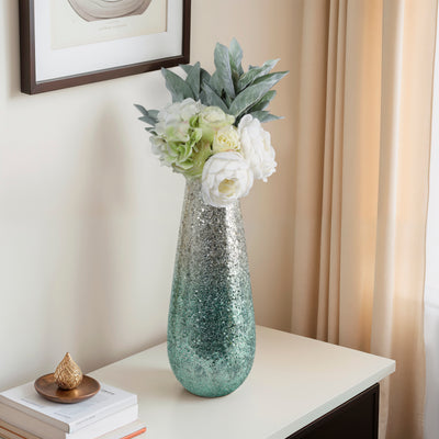 18 Crackled Vase, Green Ombre