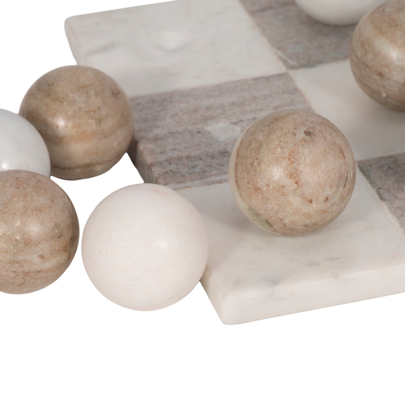 9 Marble Tic-tac-toe, White/beige