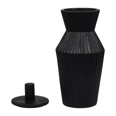 Laurel Large Black Lidded Jar