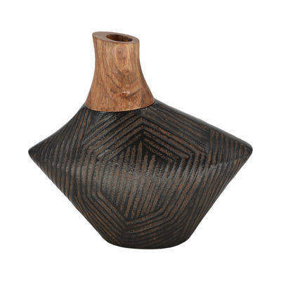 9 Kenai Small Wood And Metal Vase