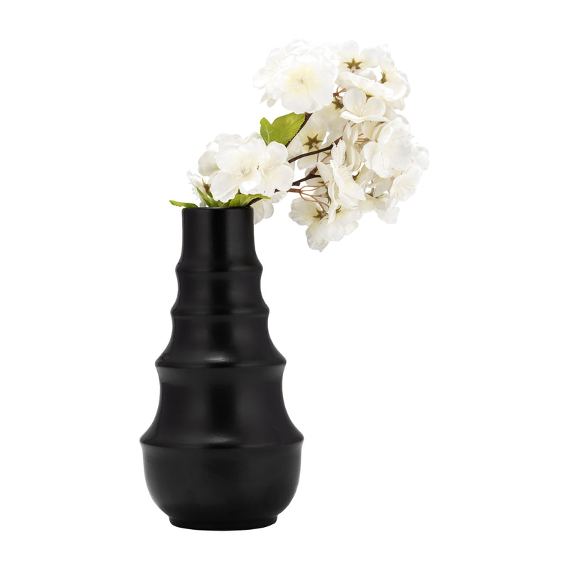 CER,11,RING PATTERN VASE,BLACK