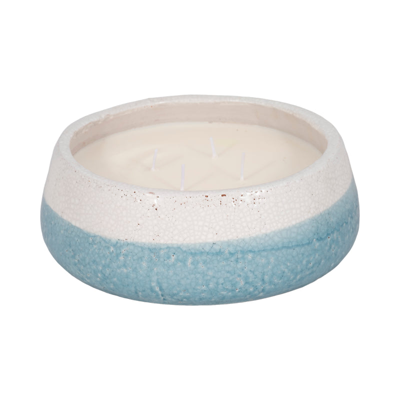 10 35 Oz Moco Bamboo Bowl Candle, Light Blue