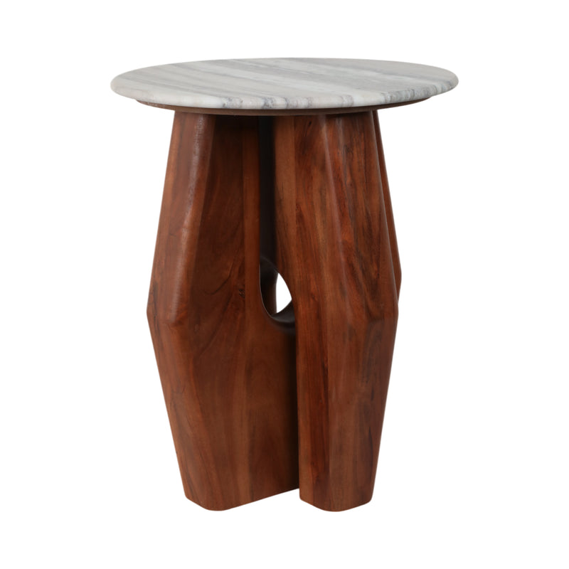 20 Curved Legs Accent Table Marble Top, Brown