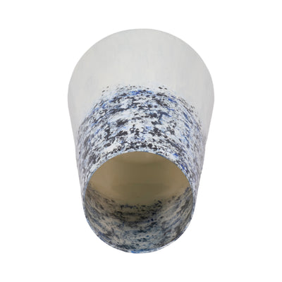 16 Tapered Bottom Vase Arctic Finish, White/blue